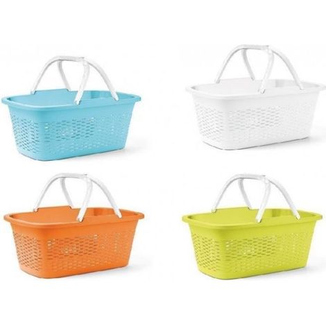 1 Pezzo Cesta Rettangolare Forata con Manici Loop 58 x 38 x 24 cm 4 Colori (1/2)