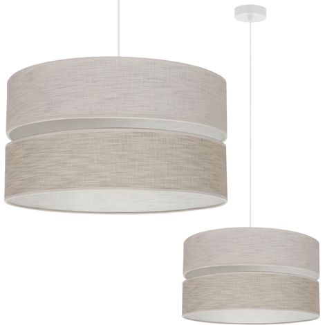 SUSPENSION LIN DUO BLANC 1 PLATEAU ABAT-JOUR BEIGE CLAIR - BEIGE L06 40CM