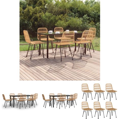 Gartenstuhl - vidaXL 7-tlg. Garten-Essgruppe Poly Rattan - Gartenesszimmer (1/5)
