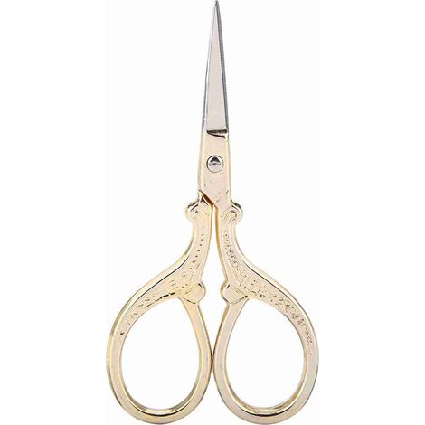 Vintage-Stickschere in Goldoptik, kleines Nähwerkzeug für Heimwerker, antike Schere für Handarbeiten und als Dekoration für den Schminktisch. (1/5)