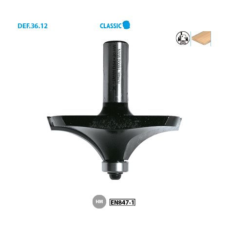 Mèche pour moulures décoratives HM + guide D. 64 mm L.U. 20 mm Q. 12 mm - 3612.700.00 - Leman (1/2)