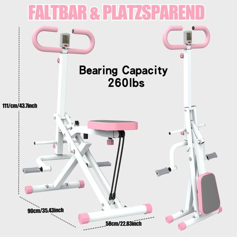 Attrezzo per squat pieghevole 90x58x111 cm in acciaio rosa con fasce elastiche - MEUBLIV (1/5)