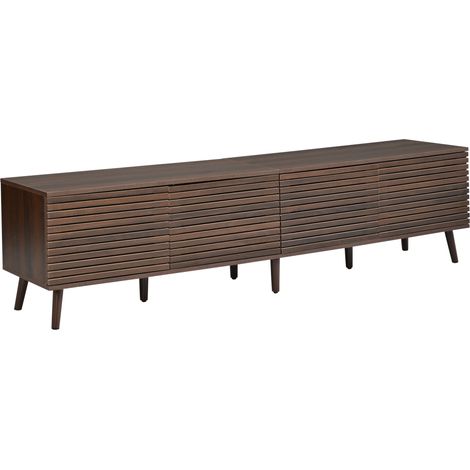 Mueble TV 180x40x46 cm para TV hasta 75", 4 puertas, pasacables, nogal MODENUIT (1/5)