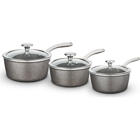 Tower Cerastone Pro Forged Aluminium 3 Piece Saucepan Set with Non-Stick Coating, Graphite T900200