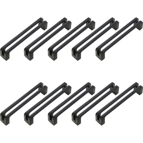 10Pcs poignée meuble entraxe 96mm poignée porte cuisine noire poignee barre meuble poignee de cuisine noire pour Portes, Fenêtres, Tiroirs, Armoires, Réfrigérateurs (1/5)