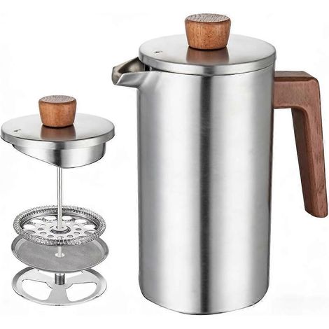 Acier inoxydable cafetière à piston cafetière avec double sous vide Insulation café Brewer thé café presse avec poignée (1/5)
