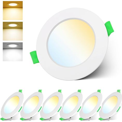 Spot LED encastrable Set de 4 avec télécommande Dimmable RGBW 7W AC85-265 APP,Contrôleur IR Plafonnier encastrable Economie d'énergie Sécurité Plafonnier pour cuisine, couloir, chambre, salon