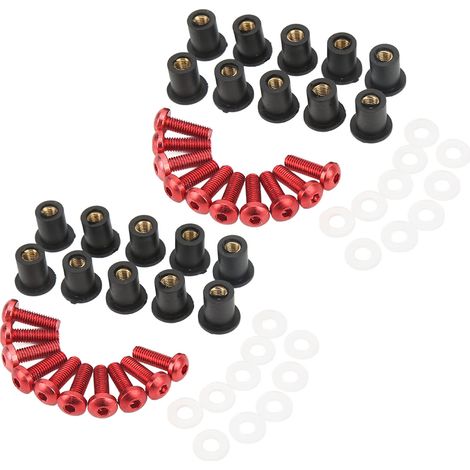 Jeu de boulons écrous joints pour pare-brise moto M5, alliage aluminium et caoutchouc rouge, kit de remplacement Suzuki, visserie de fixation robuste et durable (1/5)