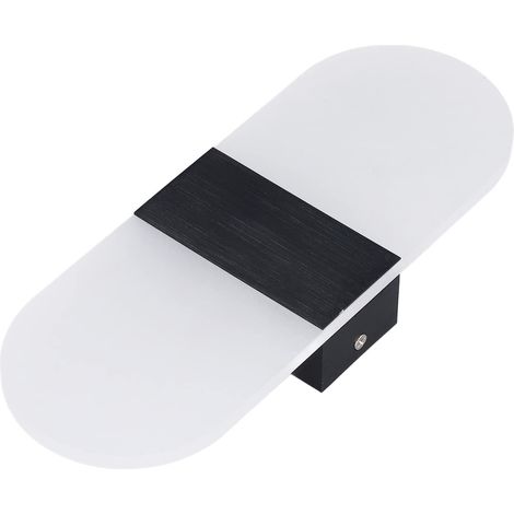 360°-LED-Wandleuchte aus Acryl – 6 W – Schwarz – Abstrahlwinkel nach oben/unten – Warmes Licht – Flur / Schlafzimmer / Restaurant / Arbeitszimmer / Nachttisch / Einkaufszentrum – 90–265 V