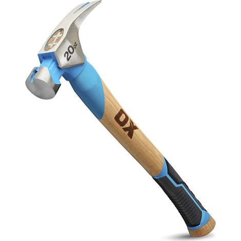 Marteau de charpentier à face lisse avec démarreur à clou magnétique Tête en acier forgé monobloc extrémité à griffe droite manche incurvé en hickory américain avec poignée TPR