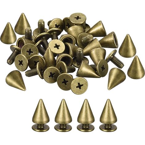 50 Ensembles Cône Pointes Clous, 7x10mm Clous et Pointe Métal Vis Dos Rivet pour Vêtements Ceintures Sacs Chaussures Bricolage Maroquinerie, Bronzé (1/5)
