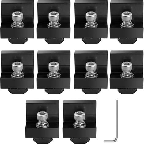 Lot de 10 supports de panneau solaire en alliage d'aluminium Z supports de fixation avec clé à molette, support - Convient pour cadre de panneau solaire de 30 mm/35 mm (1/5)