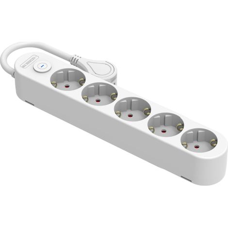 Base électrique multiprise 5 Prises avec Interrupteur câble 1,5 m IP20 Blanc (1/5)