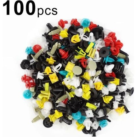 100 pièces boulons écrous, fixation universelle en plastique, rivets auto pour bricolage, réparation voiture et aménagement intérieur