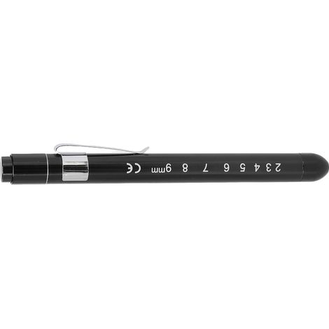 Lampe stylo LED médicale noire, aluminium léger, portable pour infirmiers et médecins, examen clinique, poche, lumière blanche. (1/5)