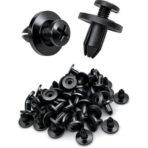 100 Pièces 6mm Rivet Clips Voiture,Clips de fixation pour voiture,Plastique Rivets Fixation de Protection Noir,Pour Pare-Chocs Porte de Voiture Fender Push Kit de Remplacement (1/5)
