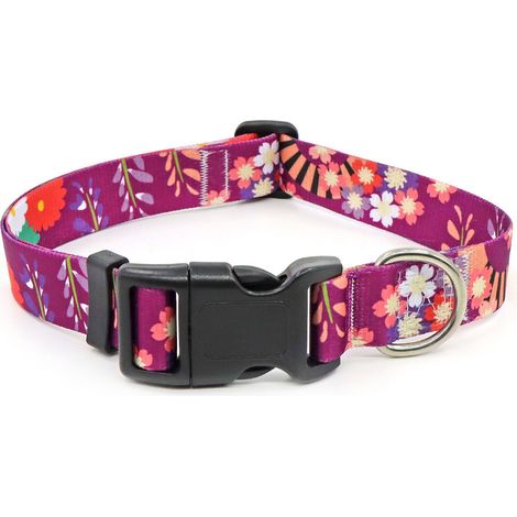 1 collier pour chien, ajustable, en nylon doux, motifs floraux roses, confortable et respirant, pour chiens de petite à grande taille (1/5)