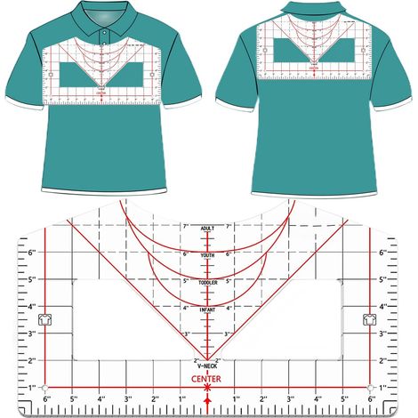 Règle pour T-shirt Guide pour l'alignement du Vinyle, Règle pour Centrer le Dessin, Outil de Mesure pour Shirt Avec Ruban Chauffant pour Presse à Transfert, Sublimation, Transfert de Chaleur