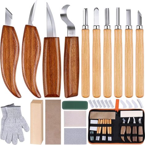 Kit de Sculpture sur Bois 26-en-1 - Outils de Précision avec Gants et Affûteur (1/5)