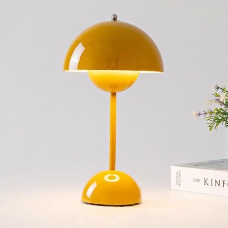 Mushroom lamp for bedroom, USB charging, simple retro LED night light, decoration, gift, touch desk lamp, yellow (1/5)