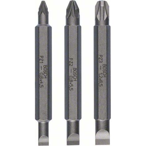 Bosch Doppelklingen-Set, 3tlg. S0,6x4,5, PZ1, S0,8x5,5, PZ2, S1,2x6,5, PZ3, 60 mm -2607001747 (1/3)