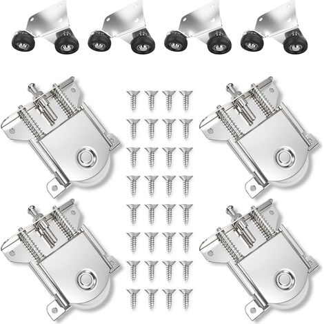 4PCS Roulette Porte Coulissante Placard pour Roulette Porte Coulissante, Silencieuse, Portes Coulissantes de Meubles pour Armoires (1/5)