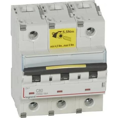 Legrand 409280 Circuit breaker dx≥ 10000 - screw/screw - 80A 3P 400V 16kA curve C - departure - Comb hx≥ trad 3p