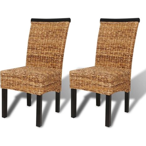 Maison Exclusive - Sedie da Pranzo 2 pz in Abaca e Legno Massello di Mango