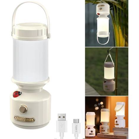 Rechargeable LED Mini Camping Lumière, en plein air portable Seven Star Ladybug décoré mignon Pony Lumière, 3 modes de lumières blanches, lampe jaune chaude et lampe blanche chaude. (1/5)
