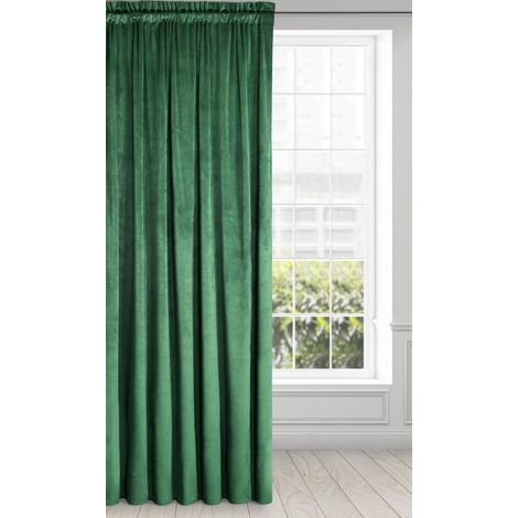 Rideau en Velours avec Ruban Fronceur - 1 Panneau, Traitement de Fenêtre Occultant, Rideaux pour Chambre, Cuisine, Salon, Doux, 140x270 cm, Vert (1/5)