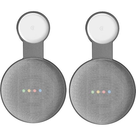 Wandhalterung mit 2 Steckdosen für Google Nest Mini Lautsprecher, Sprachassistent für Zuhause, Kabelversteckmöglichkeit, schwarz (1/5)