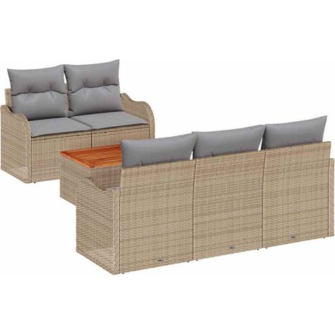 Maison Exclusive - Gartensofa-set 6 pcs Beige und Hellgrau Poly-R
