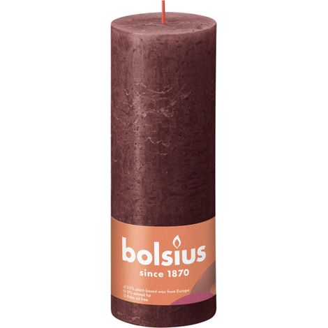 Bougie pilier rustique 190/68 Shine Velvet Red