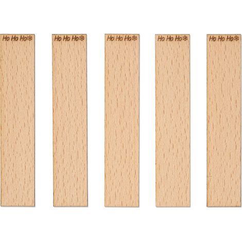 Mechas de madera con grabado - ho ho ho 100x20x1 mm 5 piezas