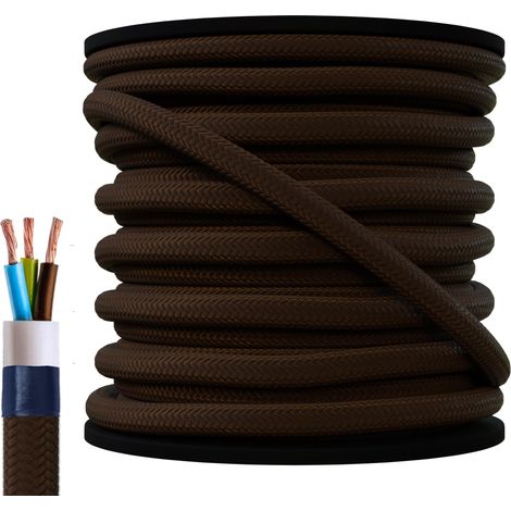 8 mètres 3 - fils Câble textile fil électrique tissu rond 3x0,75 3G0,75 blanc