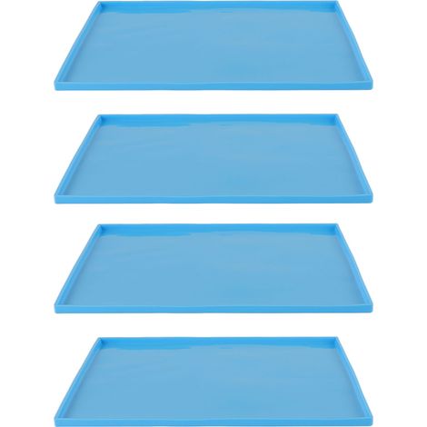 4 Silikon-Dörrmatten, lebensmittelecht, hitzebeständig, verhindert Anhaften, mit Rand, blau (1/5)