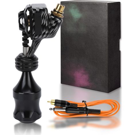 Stylo de Tatouage Rotatif Professionnel, Machine à Tatouer RCA Moteur Puissant, Alliage de Zinc Réglable pour Ligne et Ombre, Noir
