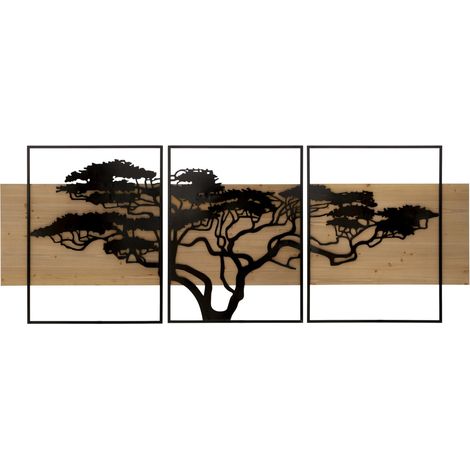 Ensemble de panneaux muraux Lagos en fer et bois, 3 pièces, 204 x 2 x 80 cm (72 x 2 x 80 - 60 x 2 x 80 cm) (1/5)