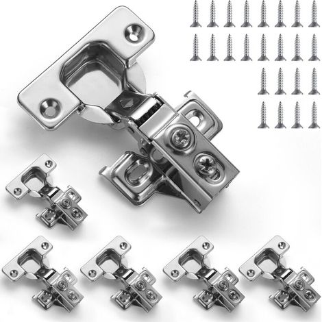 Cabinet Hinges, 6 Pack Stainless Steel Overlay Hinges Soft Close Kitchen Cabinet Door Hinges with Mounting Screws