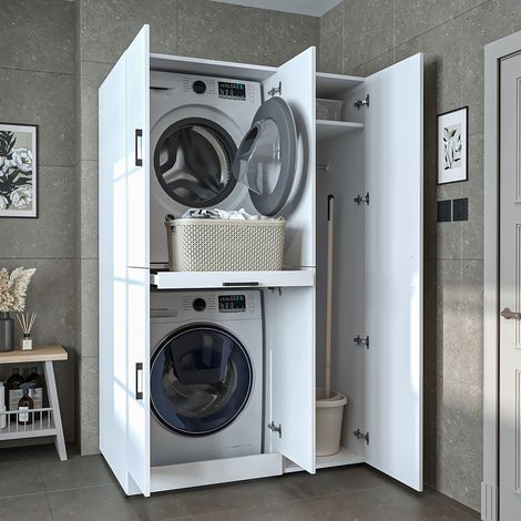 Roomart DORA-I Waschmaschinen-Überbauschrank 115, Weiß