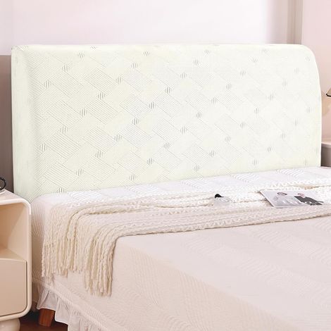 Funda de cabecero blanca de 150 cm, elástica y antimanchas, lavable y extraíble