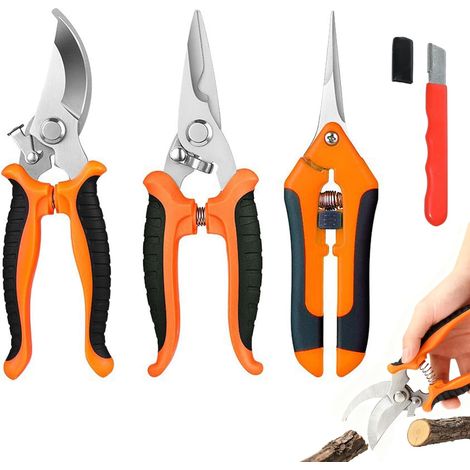 Sécateur de Jardin, 3 Pièces Ciseaux Jardinage Plante, Secateur Professionnel En Dérivation, pour Plantes, Fleurs, Branches, Roses, Bonsaïs, Légumes