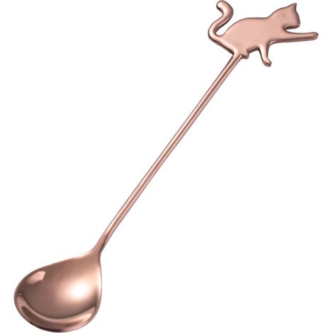 Cuillère À Café - Forme Chat Et Poisson - Acier Inoxydable Alimentaire - 13,2 À 14,7 Cm - Usage Café Thé Dessert - 1 Pièce (1/5)