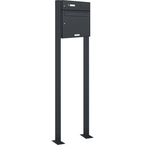 1er Briefkasten Standanlage Freistehend RAL 7016 Anthrazit Klingel (1/5)