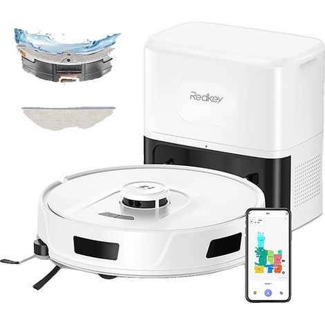 Aspirateur Robot, 10000 Pa d'Aspiration, Dimensions 321,5 x 321,5 x 100 mm, Batterie Li-ion, Capacité du Bac à Poussière de 2,9 L, Filtre HEPA (1/5)