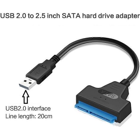 Câble adaptateur pour disque dur SATA USB 3.0/2.0/Type C, câble adaptateur SATA vers USB - USB 2.0 vers SATA - (1/4)