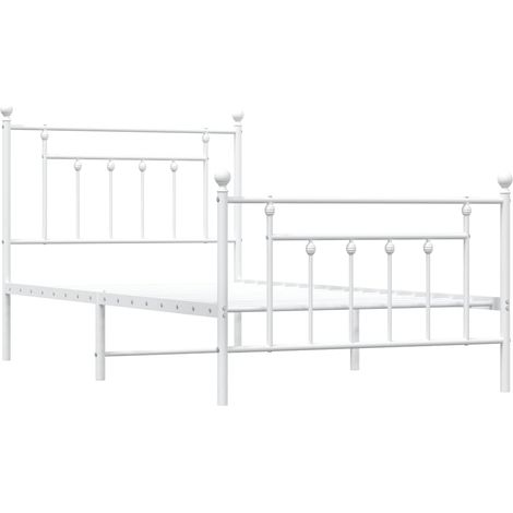 vidaXL Cadre de lit métal sans matelas et pied de lit blanc 100x190 cm (1/5)