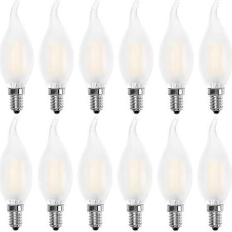 Ampoule LED E14 Flamme,Forme de Bougie,Blanc Chaud 2700K,4W Equivalence Incandescence 40W,400lm, Lot de 12 (1/4)