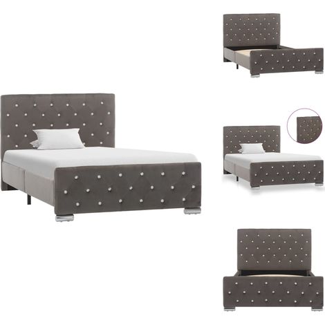 Bettgestell Grau Samt 100x200 cm - Bettrahmen - Samtbetten - Doppelbett - Boxspringbett - Grau (1/5)