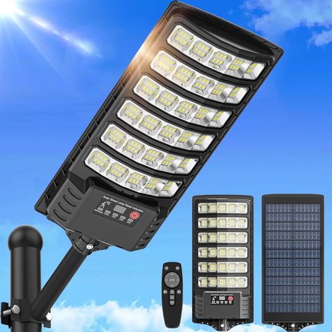 Solarbetriebene Außenbeleuchtung, 6500K Solarstraßenlaternen, Solar-Sicherheitsstrahler, LED-Beleuchtung mit Bewegungsmeldern und Fernbedienungen.